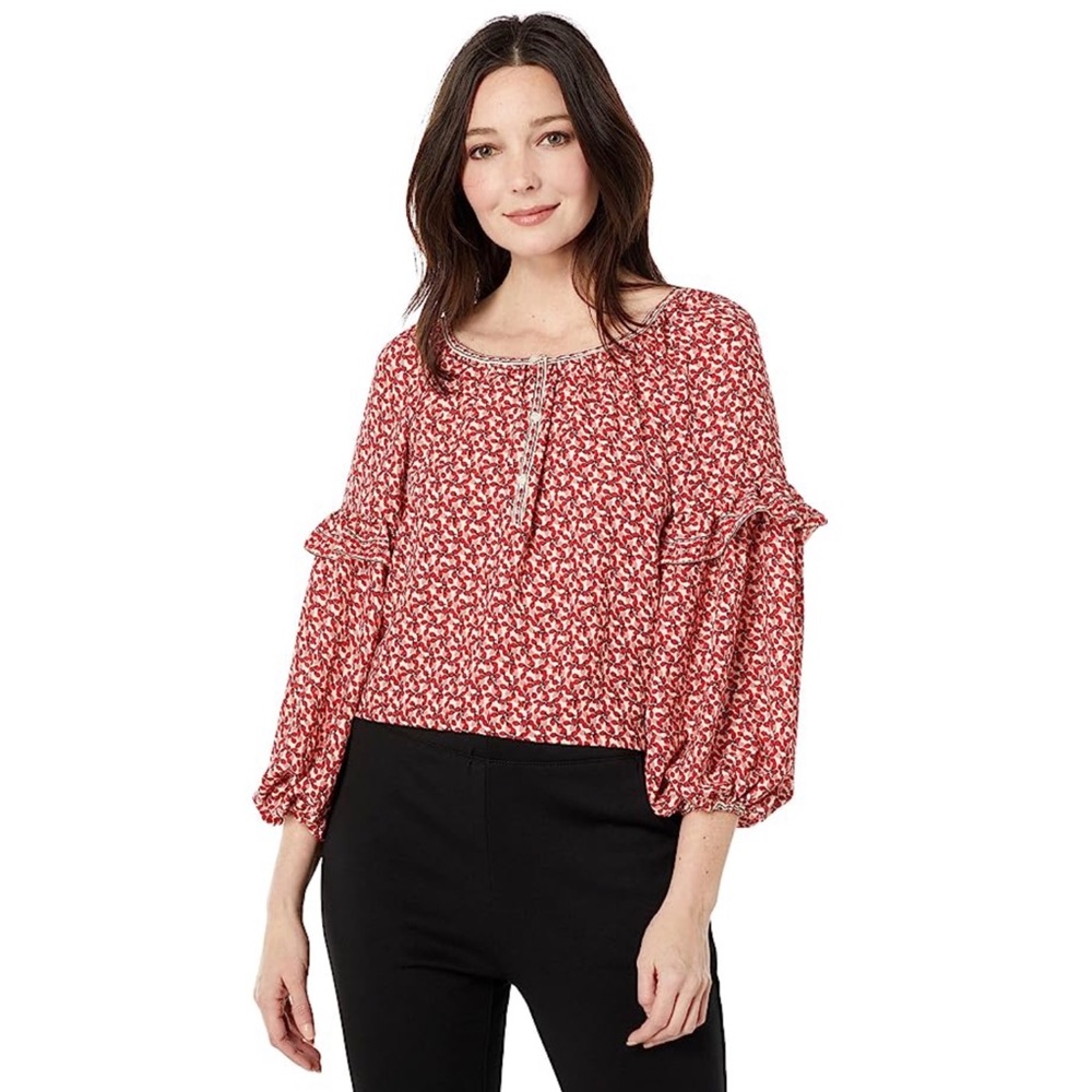 MAX STUDIO Crepe Bubble Sleeve Top Blouse 🌸IN STORES🌸